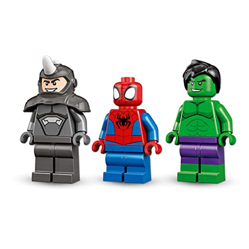 LEGO 10782 Marvel Spidey y Su Superequipo Camiones de Combate de Hulk y Rino, Juguete para Niños y Niñas de 4 Años