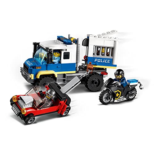 LEGO 60276 City Transporte de Prisioneros de Policía, Set de Expansión con Moto, Coche, Camión de Juguete y 4 Mini Figuras, Idea de Regalo para Niños