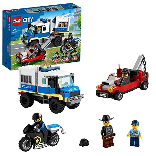 LEGO 60276 City Transporte de Prisioneros de Policía, Set de Expansión con Moto, Coche, Camión de Juguete y 4 Mini Figuras, Idea de Regalo para Niños