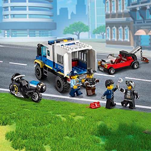 LEGO 60276 City Transporte de Prisioneros de Policía, Set de Expansión con Moto, Coche, Camión de Juguete y 4 Mini Figuras, Idea de Regalo para Niños