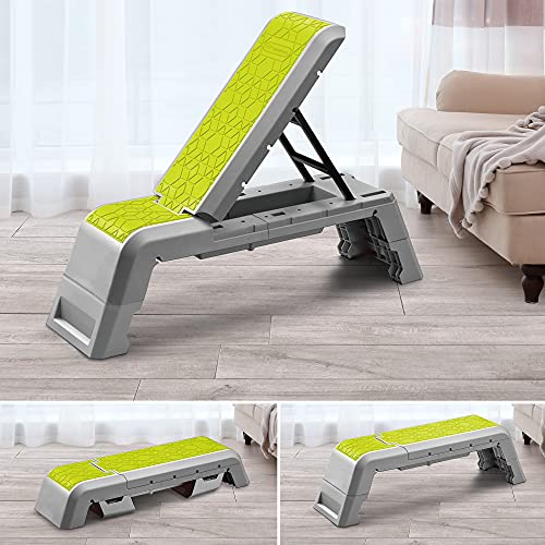 leikefitness Cubierta aeróbica multifuncional con plataforma de entrenamiento de cuerda Banco de pesas ajustable Banco de pesas Equipo de fitness profesional para gimnasio en casa GM5820 (verde)