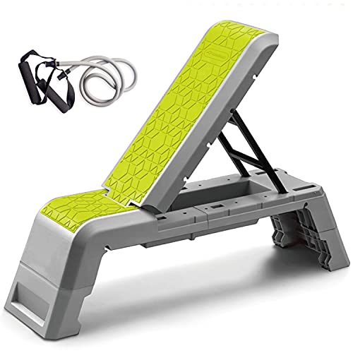 leikefitness Cubierta aeróbica multifuncional con plataforma de entrenamiento de cuerda Banco de pesas ajustable Banco de pesas Equipo de fitness profesional para gimnasio en casa GM5820 (verde)