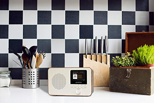 LEMEGA IR1 Radio por Internet WiFi portátil,Radio Digital Dab/Dab + /FM,Bluetooth,Reloj de Alarma Dual,60 preajustes,Salida de Auriculares,Pantalla a Color,baterías o alimentación de Red - Nogal