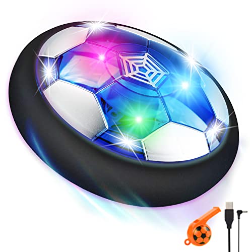 lenbest Balón Fútbol Flotante, Juguete Aire Fútbol con Led y Protectores de Espuma Suave, Air Power Soccer, Regalos Cumpleaños Navidad, Juguete Deportivo para Niños 4 5 6 7 8 9 10 11 12 Años