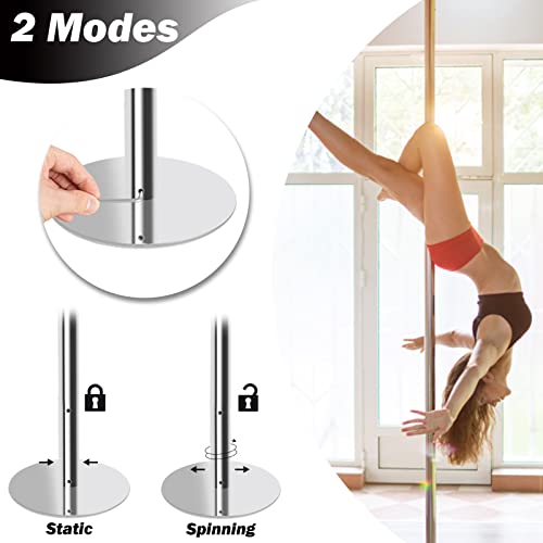 Leogreen Barra Pole Dance | Altura Ajustable de 222,5-280 cm | Estática y Giratoria | 200 kg de Capacidad | Acero Cromado galvanizado | para Hogar Club