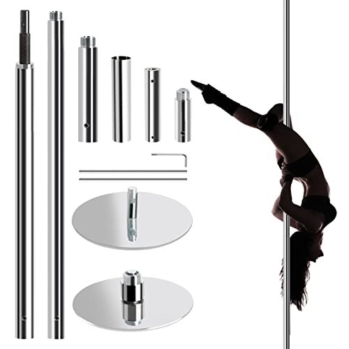 Leogreen Barra Pole Dance | Altura Ajustable de 222,5-280 cm | Estática y Giratoria | 200 kg de Capacidad | Acero Cromado galvanizado | para Hogar Club