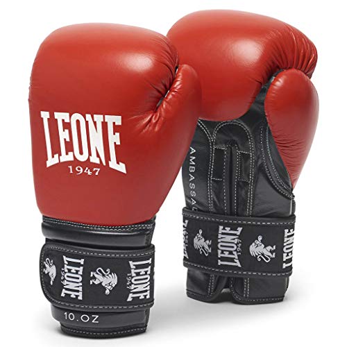 LEONE 1947 Ambassador Guantes de Boxeo, Unisex Adulto, Rojo, 14oz