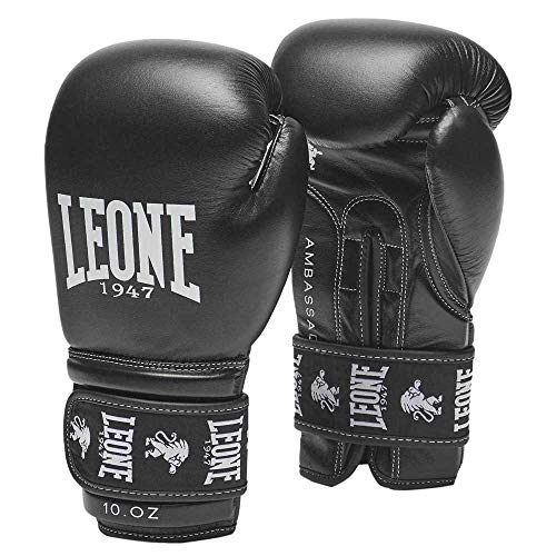 LEONE 1947 Ambassador - Guantes de Boxeo Unisex para Adultos, Negro, 10 onzas