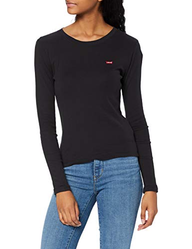 Levi's 501 Crop T-Shirt Camisa Manga Larga, Black (Caviar 0014), Medium para Mujer