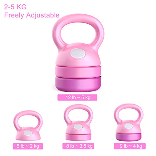 LFANH Pesa rusa para entrenamiento de cadera, hombres y mujeres, peso ajustable de 5 a 12 libras para espalda, muscular, pectoral, entrenamiento muscular, cintura delgada, abdomen, fitness, color rosa