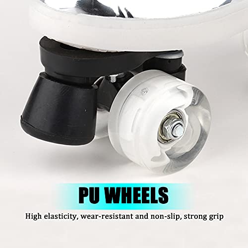 LGESR Patines de Ruedas Brillantes Patines de Doble Hilera de Cuatro Ruedas con Rueda Luminosa LED y Tira Intermitente de LED, Botas Clásicas con Ruedas Brillantes de Cuero de PU para Adultos