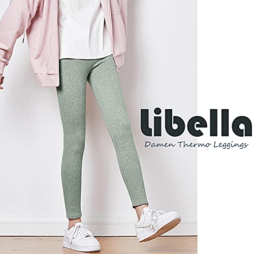 Libella Leggings de Invierno para Mujer Leggings térmicos cálidos con vellón Interior Pantalones Gruesos Cintura Alta Ligero Apretado Bases térmicas 4163 Gris M L