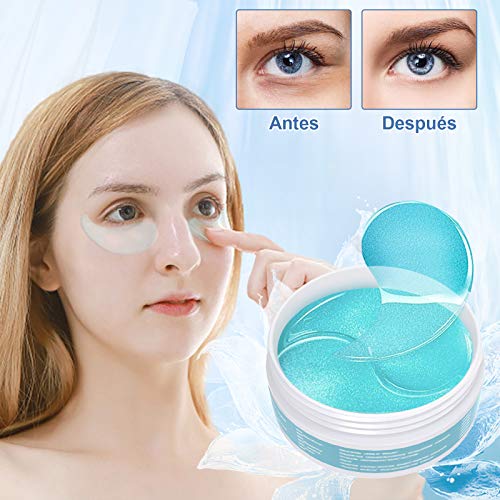 Lictin Máscara para los Ojos-60PCS Parches para los Ojos con Colágeno y Ácido Hialurónico, para las Arrugas, las Ojeras, las Bolsas de los Ojos y la Hinchazón, Hidratante de Larga Duración, Anti Edad