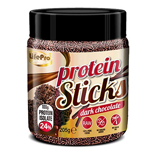 Life Pro Fit Food Protein Sticks Dark Chocolate | 24% Proteína | Sticks Proteicos Sabor Chocolate Negro | Sin azucares añadidos | Sin conservantes artificiales