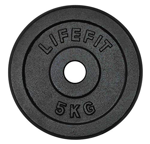 Lifefit Discos de pesas, Unisex adulto, Sportteam_F-KOT30-05, Negro , 5 kg