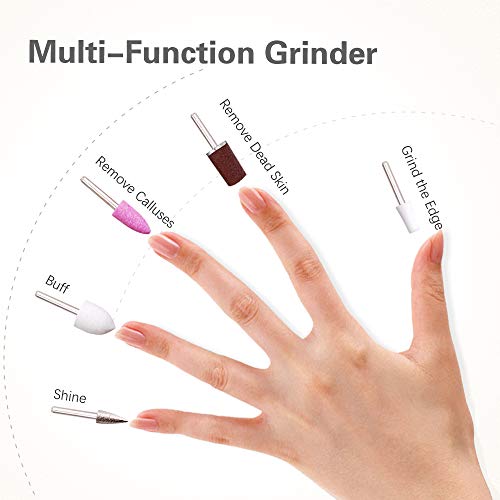 Lima de Uñas Electrica, TOUCHBeauty Kit Manicura Eléctrico, Set de Manicura y Pedicura Eléctrico con 5 accesorios para el cuidado de las uñas, Sistema de pulido para las uñas AG-1335 (Paars)