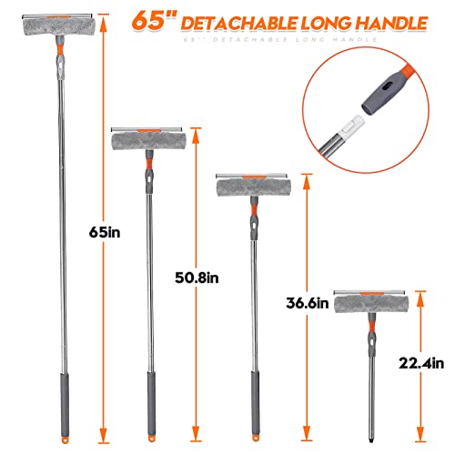 Limpiacristales 2 en 1 Limpia Cristales Profesional con Mango telescópico y Cabezal Giratorio 360º para Limpiar Cristal, Ventana y Espejo 165 cm