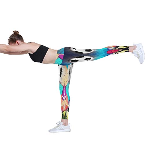 Linomo Pantalones de yoga de cintura alta para mujer, pantalones deportivos con estampado de pelota de entrenamiento, pantalones de yoga para mujer