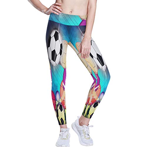 Linomo Pantalones de yoga de cintura alta para mujer, pantalones deportivos con estampado de pelota de entrenamiento, pantalones de yoga para mujer