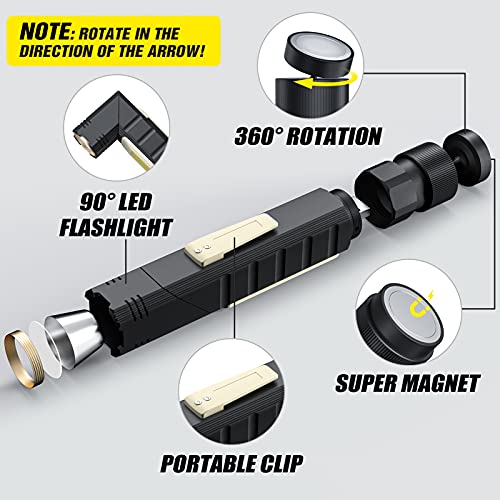 Linterna Táctica Recargable 1800mAh, Linterna LED 1000 Lumen Alta Potencia, Linterna de Trabajo 5 Modos, Lámpara de Inspección COB LED con Base magnética para Coche Autos Inspeccion Emergencia Taller