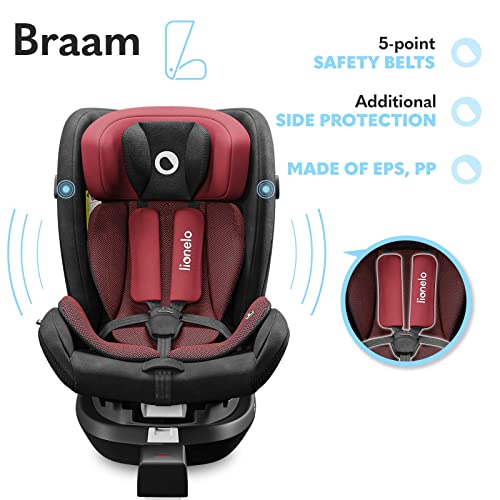 LIONELO Braam Asiento de seguridad Para niños 0-36 kg, Regulación del respaldo de 5 niveles, Regulación del reposacabezas de 9 niveles, SideProtet ISOFIX