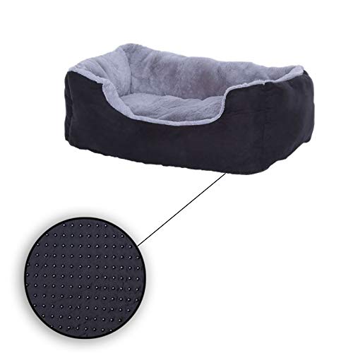 lionto Cama perros cojín perros cesta perros con cojín tamaño (S) 50x37 cm gris/negro