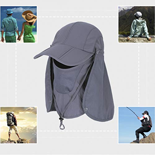 LIOOBO Protector Solar Cuello Cubierta Sombrero Desmontable Color Sólido Tapa de Secado Rápido Sombreros Anti-UV Protección Solar Sombrero para Montañismo Camping Al Aire Libre