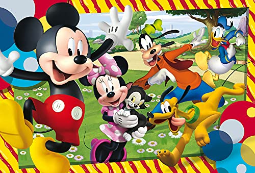 Lisciani Puzzle para niños, 4 puzles de 48 piezas 2 en 1, Doble Cara con reverso para colorear - Disney Mickey Mouse 86610