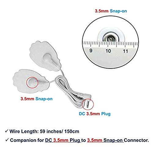 LiteTour Cable Repuesto TENS Electroestimulador Cable para TENS EMS Electroestimulación Masajeador - 3.5mm Plug to 3.5mm Snap-on