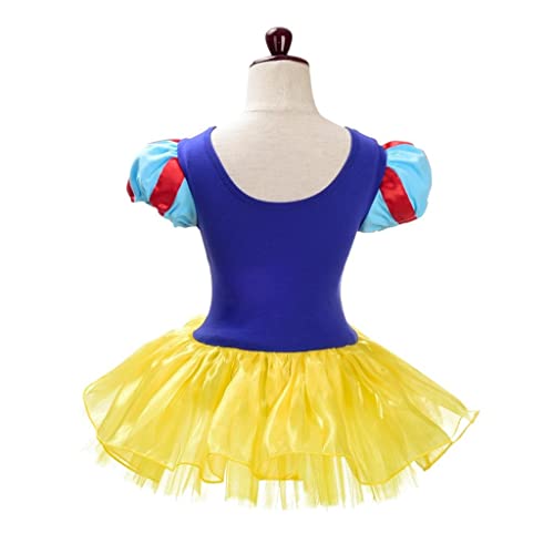 Lito Angels Disfraz Bailarina de Ballet Bella Princesa Blancanieves para Niñas, Vestido Maillot de Danza Baile con Falda Tutu y Aro de Pelo, Talla 5 a 6 Años, Amarillo