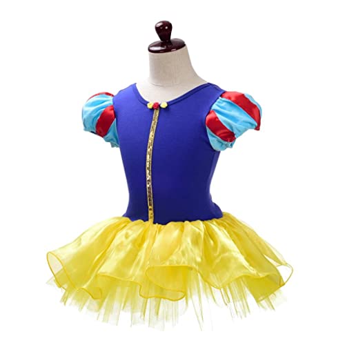 Lito Angels Disfraz Bailarina de Ballet Bella Princesa Blancanieves para Niñas, Vestido Maillot de Danza Baile con Falda Tutu y Aro de Pelo, Talla 5 a 6 Años, Amarillo