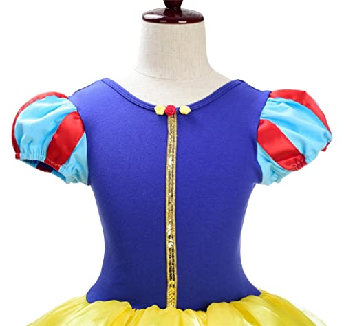 Lito Angels Disfraz Bailarina de Ballet Bella Princesa Blancanieves para Niñas, Vestido Maillot de Danza Baile con Falda Tutu y Aro de Pelo, Talla 5 a 6 Años, Amarillo