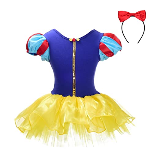 Lito Angels Disfraz Bailarina de Ballet Bella Princesa Blancanieves para Niñas, Vestido Maillot de Danza Baile con Falda Tutu y Aro de Pelo, Talla 5 a 6 Años, Amarillo