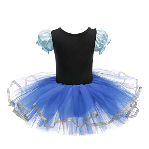 Lito Angels Disfraz Bailarina de Ballet Princesa Anna para Niñas, Vestido Maillot de Danza Baile con Falda Tutu Reino del Hielo, Talla 5 a 6 Años, Azul