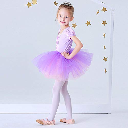 Lito Angels Disfraz Vestido Tutu Princesa Rapunzel Bailarina de Ballet para Niñas Pequeñas, Maillot de Danza Baile con Falda, Talla 6-7 años, Morado