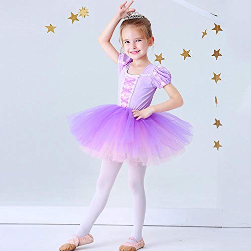 Lito Angels Disfraz Vestido Tutu Princesa Rapunzel Bailarina de Ballet para Niñas Pequeñas, Maillot de Danza Baile con Falda, Talla 6-7 años, Morado