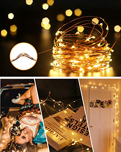 Litogo Guirnalda Luces Pilas, Luces LED Pilas, Luces LED Habitacion 5m 50 LED Luces de Cadena Micro con Pilas de Alambre Guirnaldas Decoracion Cobre para Decoración Interior Bodas Fiesta de Navidad