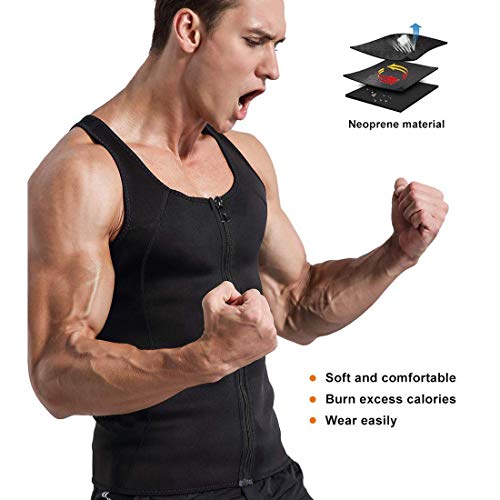 Litthing Chaleco Deportivo para Hombres Faja Sauna Camiseta Térmica Compresión Muscular Vest para Sudoración Gimnasio con Cremallera