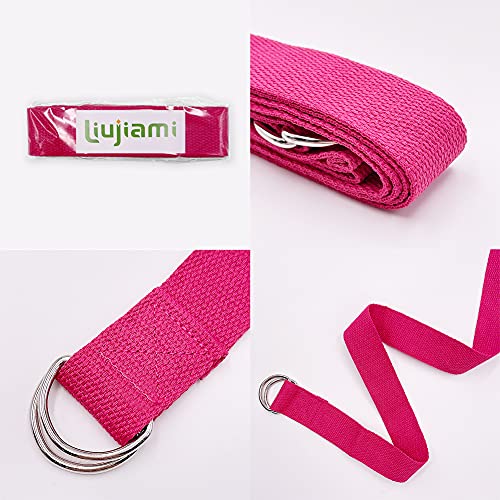 Liujiami Yoga Correas Algodon Pilates Cinturón Ajustable 183cm Fitness Gimnasio Banda Hogar Gym Entrenamiento Ejercicio Estiramientos Accesorios