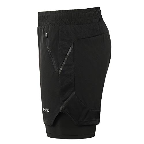 Lixada Hombres Pantalónes Cortos de Running 2-en-1, Pantalones Cortos de Atletismo/Pantalones Cortos de Fitness Maratón, Transpirable Pantalones+Secado Rápido