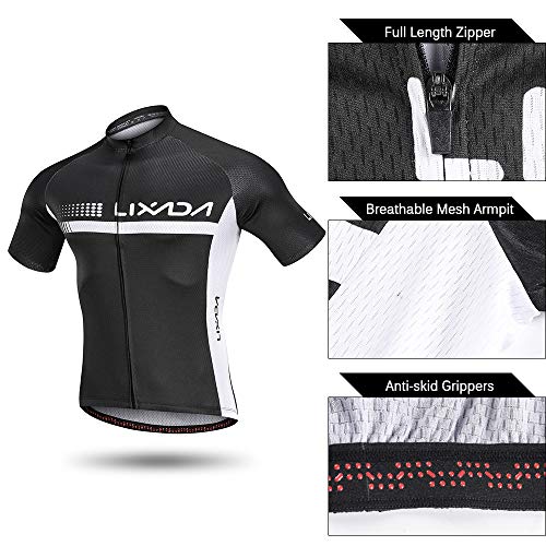 Lixada Traje Ciclismo Hombre, Ropa Ciclismo Hombre Culote Bicicleta Hombre Equipacion Ciclismo Hombre Mallot y Culot MTB, Jersey + Pantalones Cortos y Babero MTB TranspirableAcolchado para Ciclismo