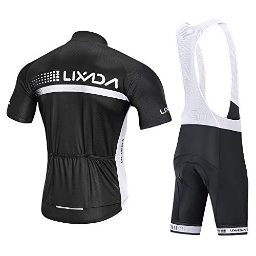 Lixada Traje Ciclismo Hombre, Ropa Ciclismo Hombre Culote Bicicleta Hombre Equipacion Ciclismo Hombre Mallot y Culot MTB, Jersey + Pantalones Cortos y Babero MTB TranspirableAcolchado para Ciclismo