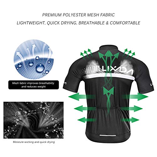 Lixada Traje Ciclismo Hombre, Ropa Ciclismo Hombre Culote Bicicleta Hombre Equipacion Ciclismo Hombre Mallot y Culot MTB, Jersey + Pantalones Cortos y Babero MTB TranspirableAcolchado para Ciclismo