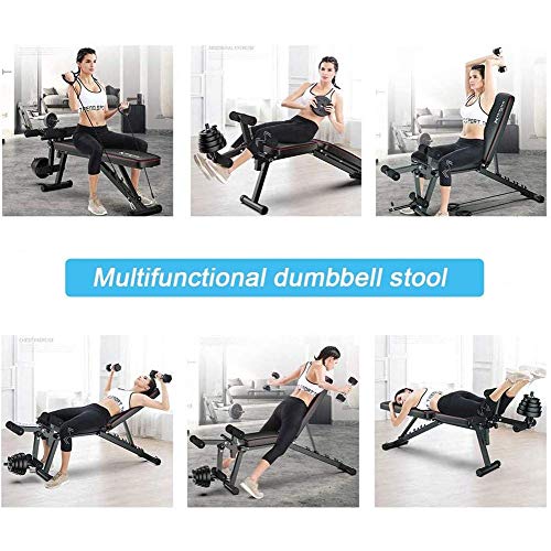 LJBOZ Banco De Musculacion Multifunción, Ajustables Banco De Musculacion Plegable Inclinación con Curler Piernas, para Entrenamiento de Cuerpo Completo, para Gimnasio en casa WOERD