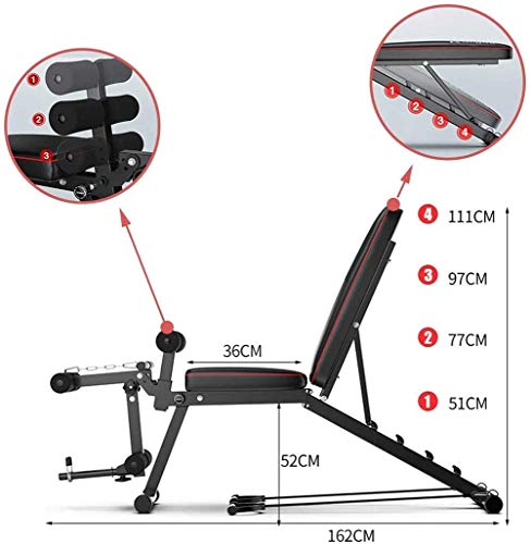 LJBOZ Banco De Musculacion Multifunción, Ajustables Banco De Musculacion Plegable Inclinación con Curler Piernas, para Entrenamiento de Cuerpo Completo, para Gimnasio en casa WOERD