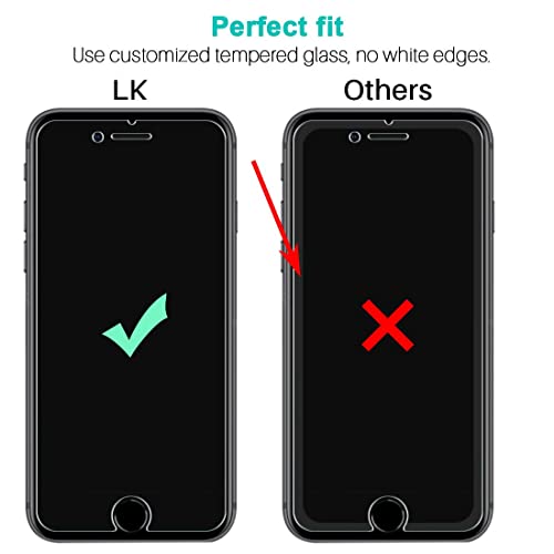 LK 3 Unidades Protector de Pantalla Compatible con iPhone SE 2020/8 / 7 / 6s / 6, 9H Dureza Cristal Templado, Equipado con Marco de Posicionamiento, Vidrio Templado Screen Protector