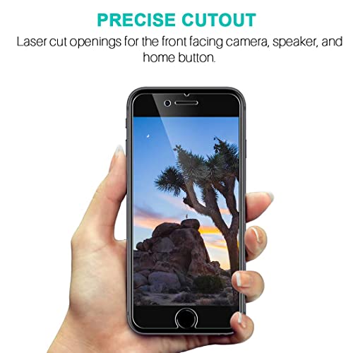 LK 3 Unidades Protector de Pantalla Compatible con iPhone SE 2020/8 / 7 / 6s / 6, 9H Dureza Cristal Templado, Equipado con Marco de Posicionamiento, Vidrio Templado Screen Protector