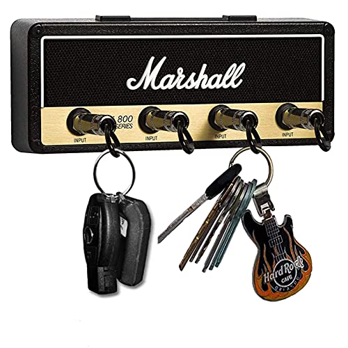 Llavero Marshall Amplificador, ganchos para llaveros montados en la pared, Jack II Rack 2.0 JCM800 Ganchos para llaves de organización de almacenamiento en el hogar, con 8 llaveros de enchufe, Negro