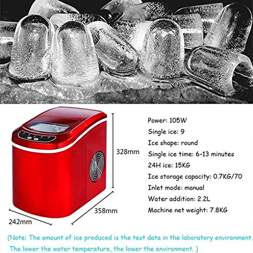 LLSS Máquina de Hielo portátil para Hacer Hielo Máquina de Hielo Comercial pequeña automática de 15 kg Máquina de Hielo Redonda Mini máquina para Hacer Hielo Hace 33 Libras po