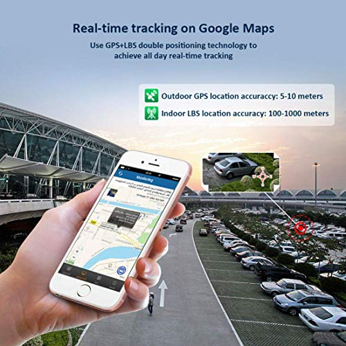 Localizador GPS para Coche, 150 días Standby GPS Tracker 10000mAh Impermeable Seguimiento en Tiempo Real Fuerte Imán Rastreador GPS con App/Web TK905B